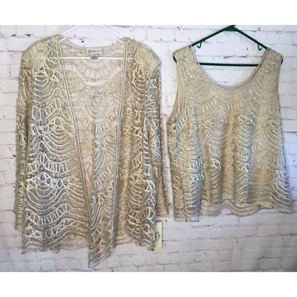 Soulmates Women’s 3X Set of 2 Top/Tank Jacket/Blazer 100% Silk Hand Crafted $798